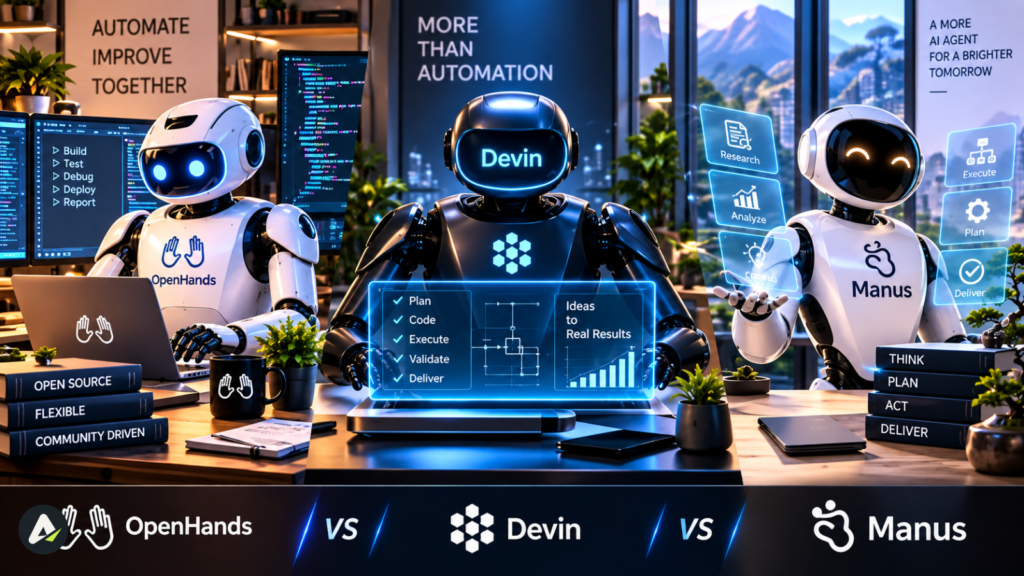 openhands ai agent features vs devin vs manus